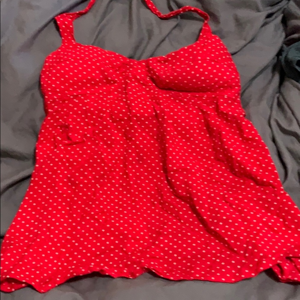 Red and white polka dot halter